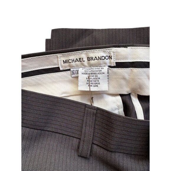 Michael Brandon Mens Black Pinstripe Dress Pants 36x30 Polyester - Picture 7 of 7